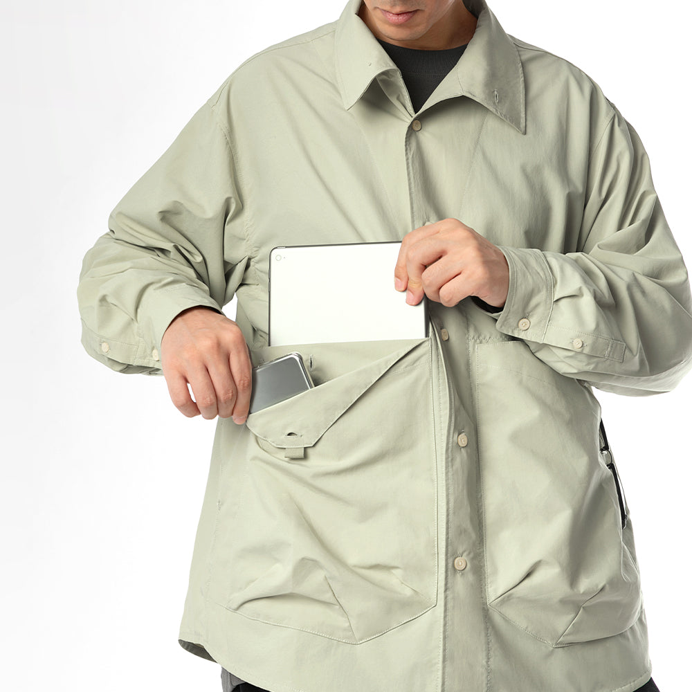 TMCAZ - Stand Collar Shirt Jacket - S55 / Aqua green