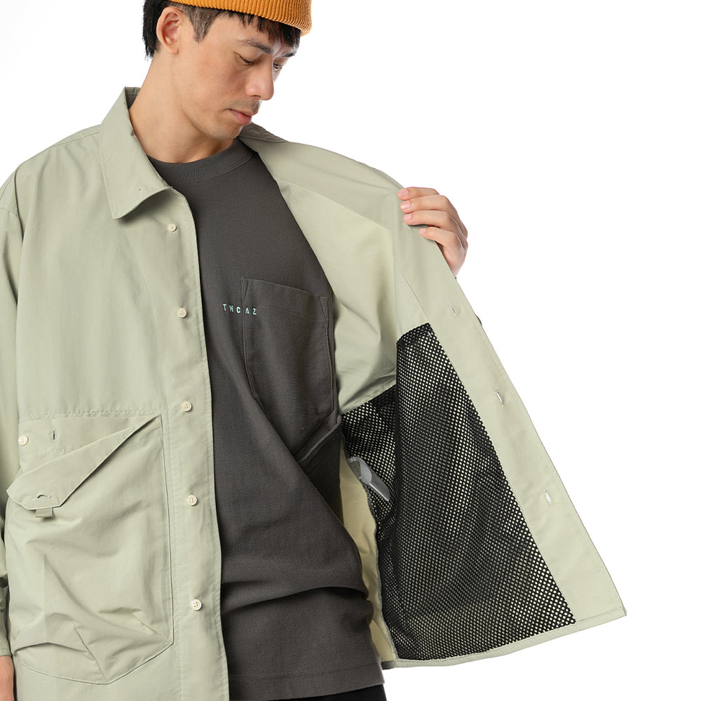 TMCAZ - Stand Collar Shirt Jacket - S55 / Aqua green