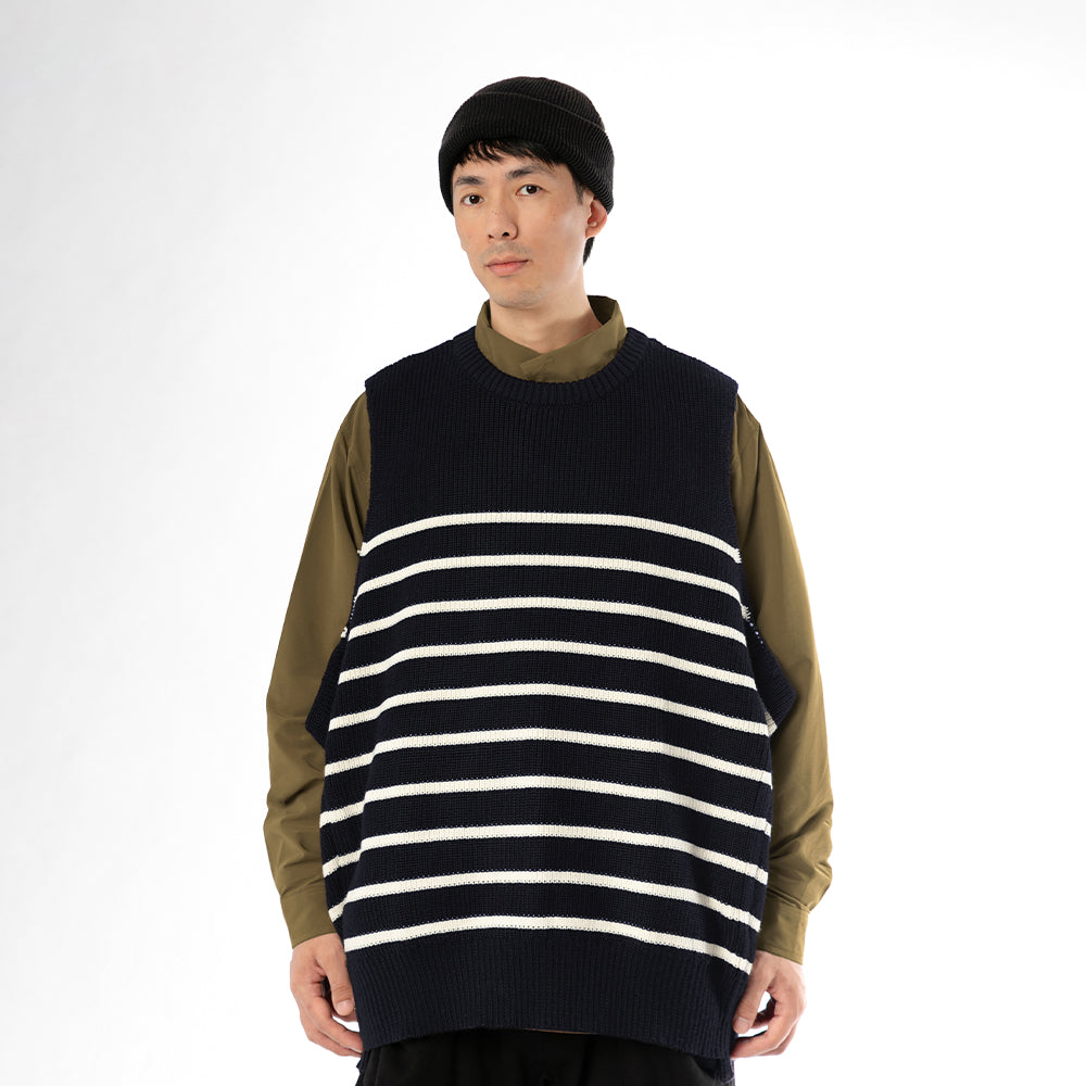 TMCAZ - Wool-blend Dropped Knit Vest - WV05 / Navy