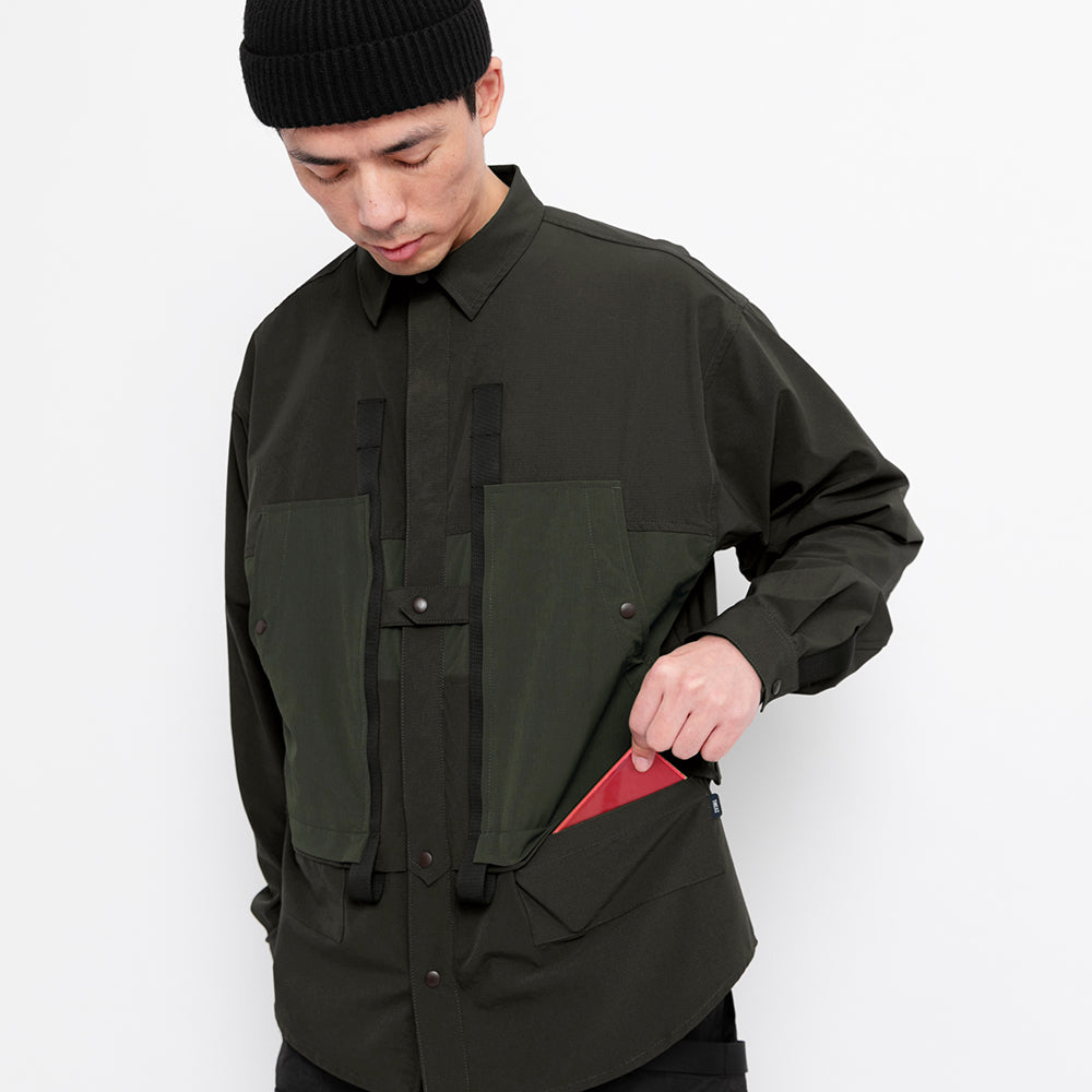 TMCAZ - 4way Stretch Work Shirt Jacket – C32 - Pirate Black + Deep Forest