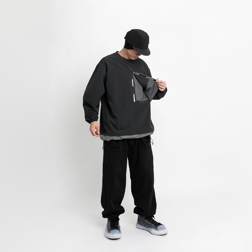 TMCAZ - Double Layer Hem Sweat Crewneck - / H64 - Obsidian