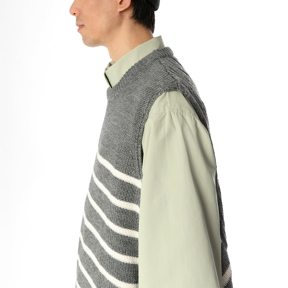 TMCAZ - Wool-blend Dropped Knit Vest - WV06 / Gray
